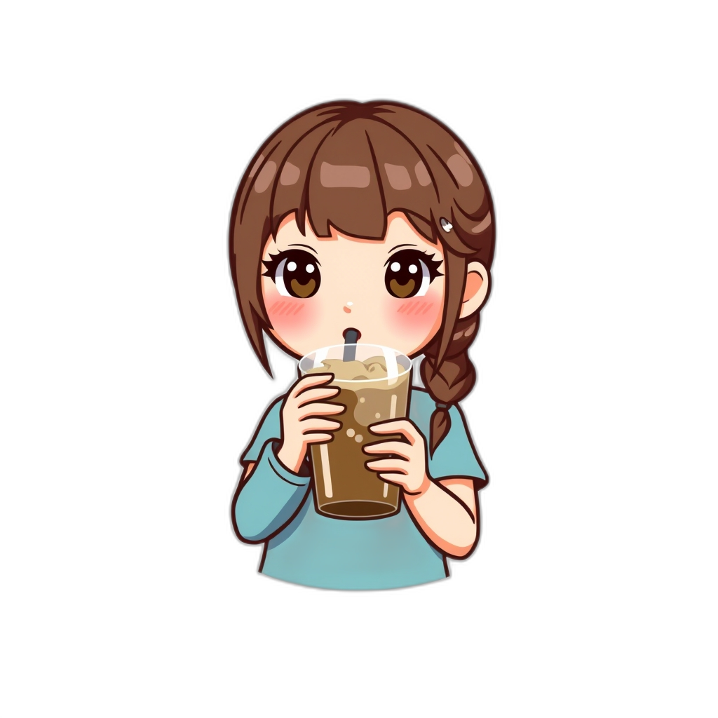 Girl drinking ice coffee

