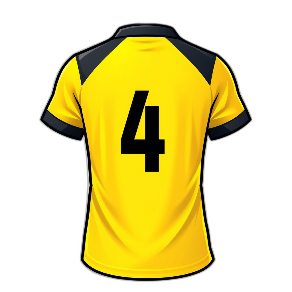 Yellow soccer shirt with black 4 on the back