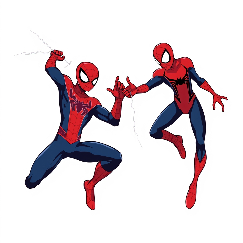 Image prompt, Superior spider man ve scarlet spider man kostümünü birleştir 