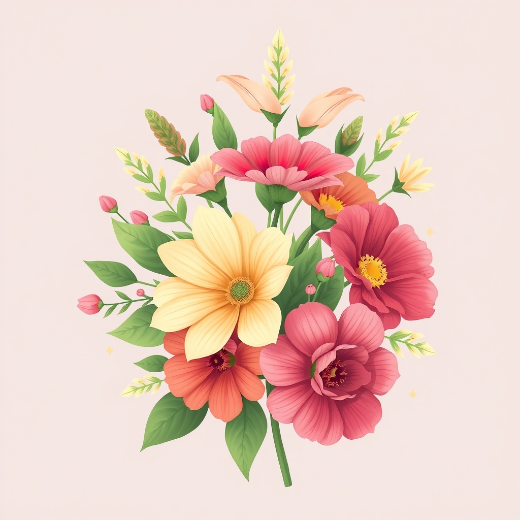 Image prompt, Flower language bouquet santana