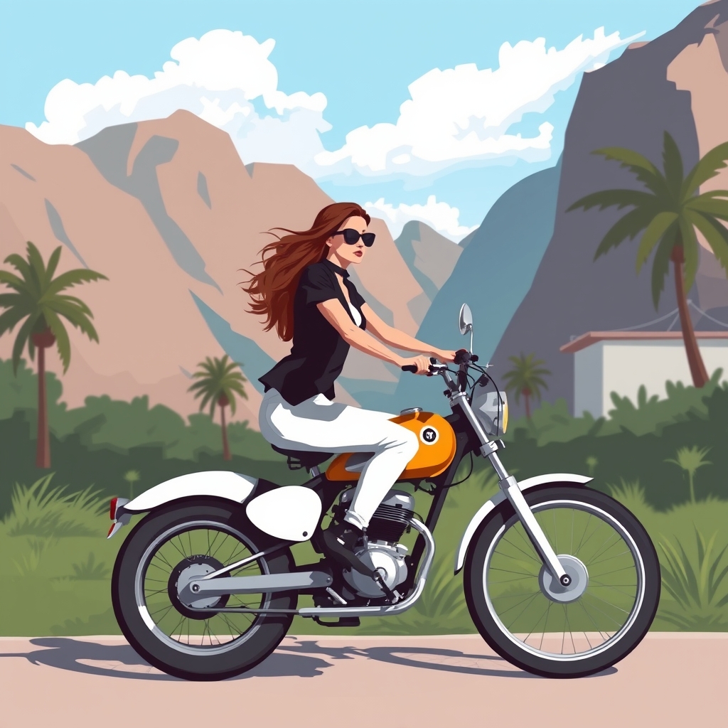 Image prompt, biking Angelina jolie