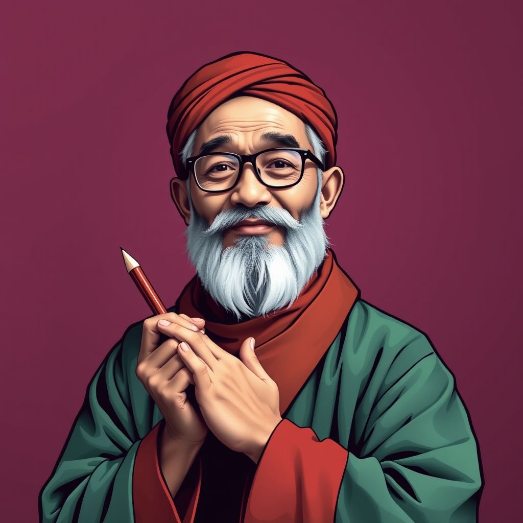 Image prompt, Edit picture  sedang flu orang di gambar sedang menjadi guru 