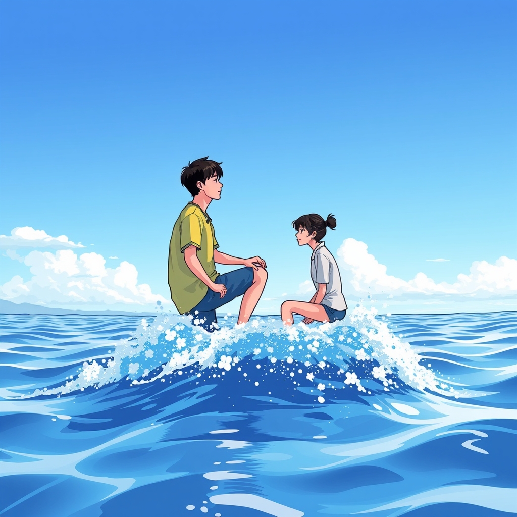 Image prompt, taehyung and jungkook  sea bich