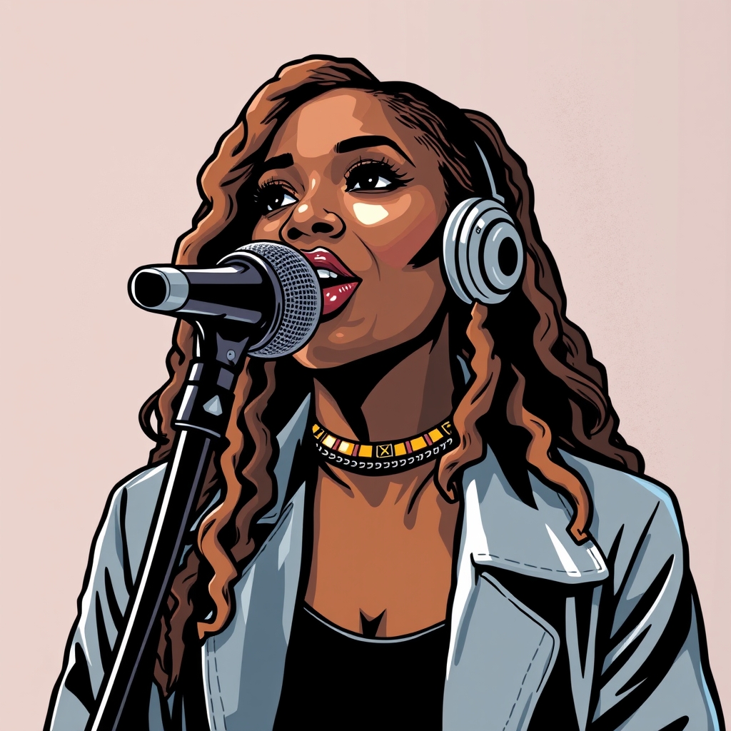 Image prompt, R&B singer Mariah The Scientist